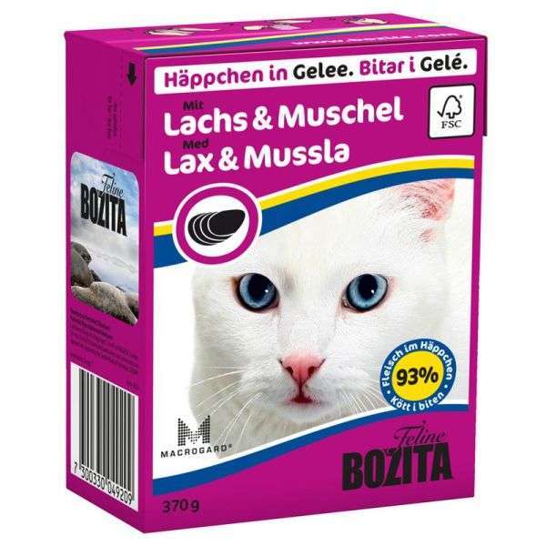 Bild 1 von Bozita Cat Tetra Recard Häppchen in Gelee Lachs&Muschelfleisch 370g
