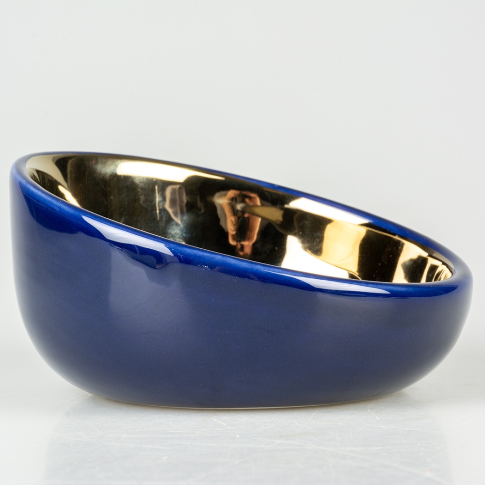 Bild 1 von Duvoplus Futternapf Stone Obliq - blau/gold  / (Variante) 150ml 13x13,5x7cm