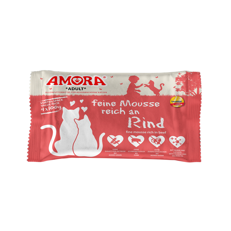 Bild 1 von Amora Cat PB feine Mousse reich an Rind 4x100g