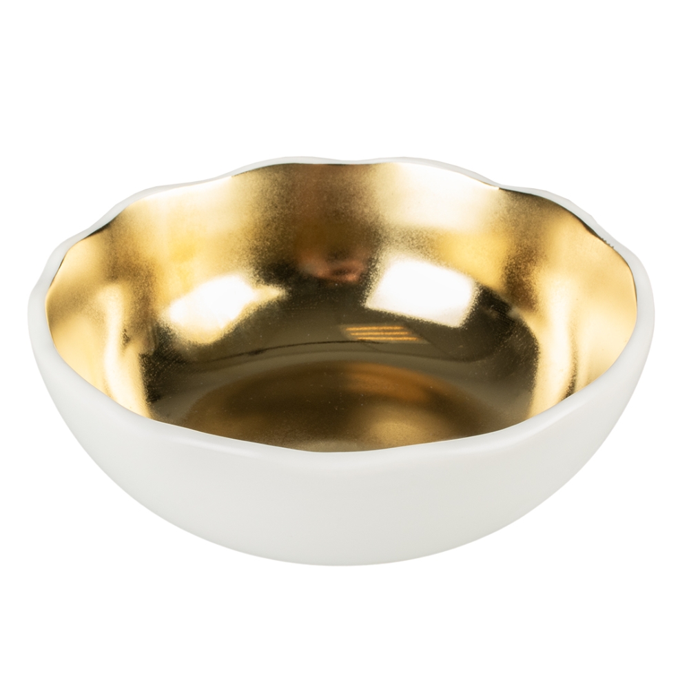 Bild 1 von Duvoplus Keramiknapf Stone Organic - weiß/gold  / (Variante) 350ml 14,5x14,5x5cm