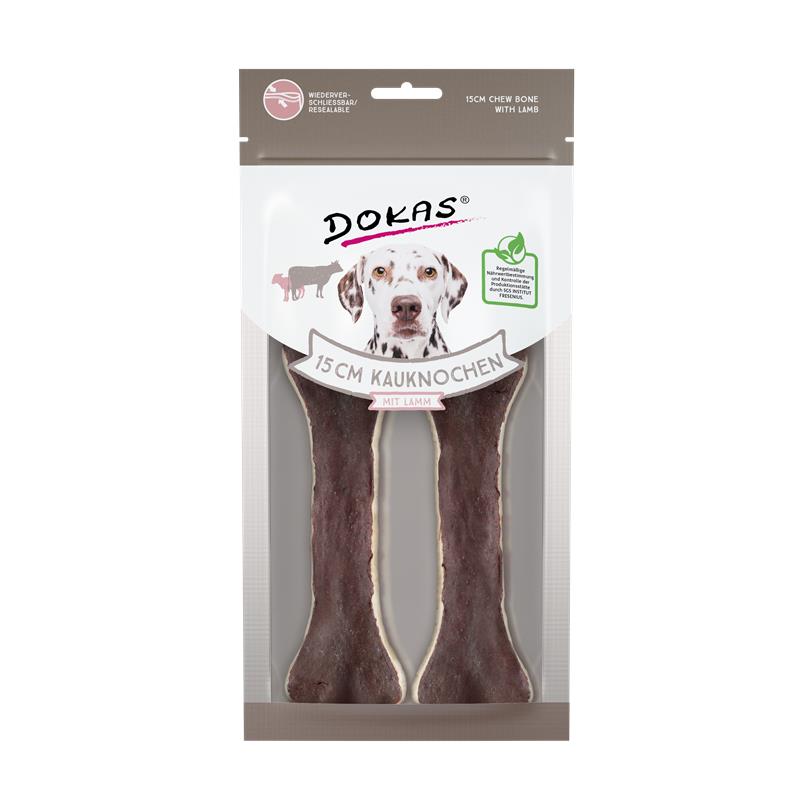 Bild 1 von Dokas Dog Kauknochen mit Lamm - 15cm - 2 Stück